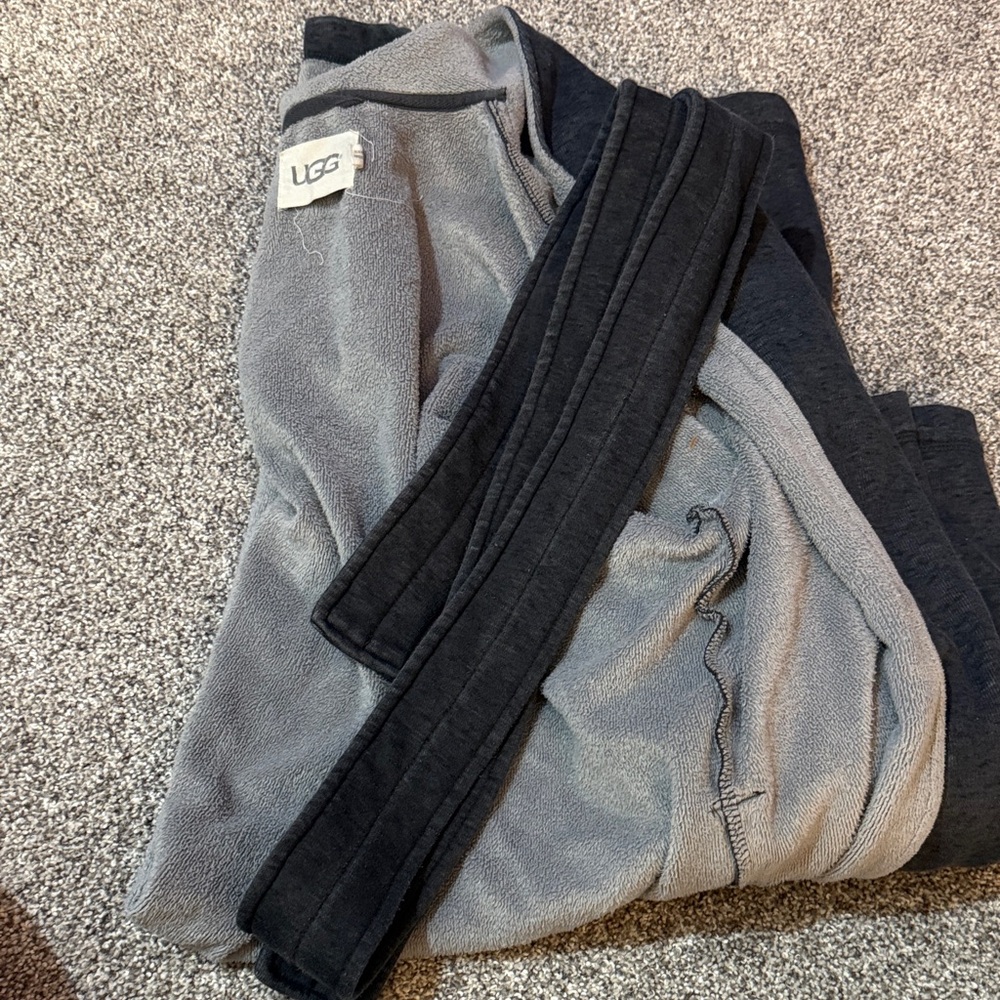 UGG Charcoal and Black Plush Robe m/l